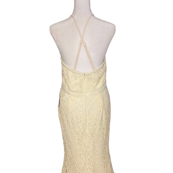 Lulus Womens Zenith ivory white Floral Lace Halter Neck Formal Maxi Dress Large - Picture 10 of 16